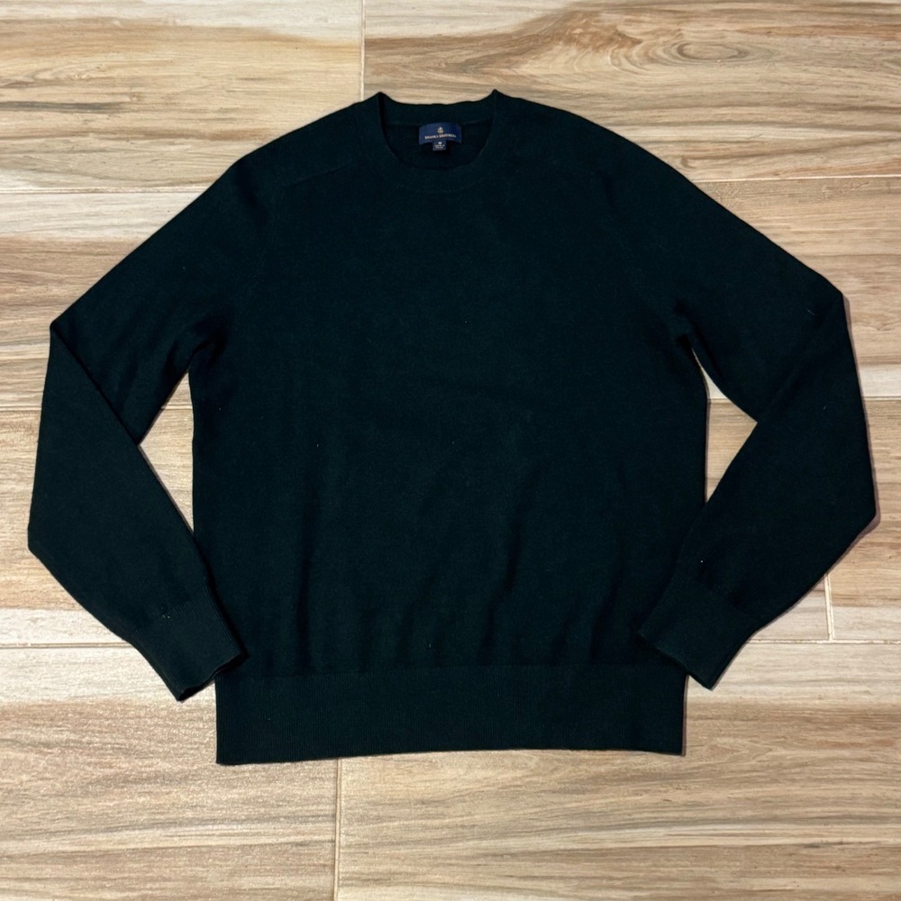 Brooks Brothers Luxury Cashmere Wool Blend Crewneck Sweater Black Mens Medium M
